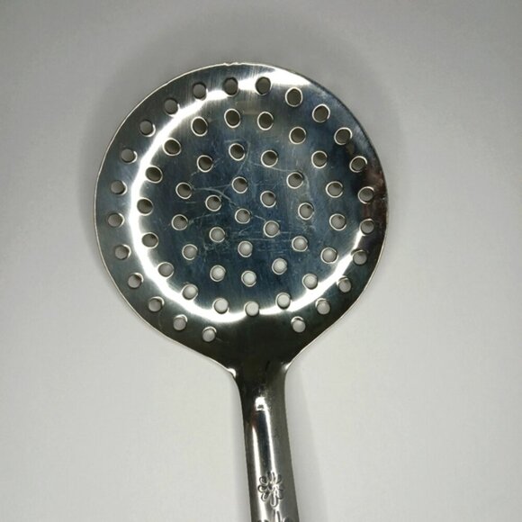Stainless Steel Cooking Skimmer Medium Size Floral Design on Handle - Picture 2 of 6